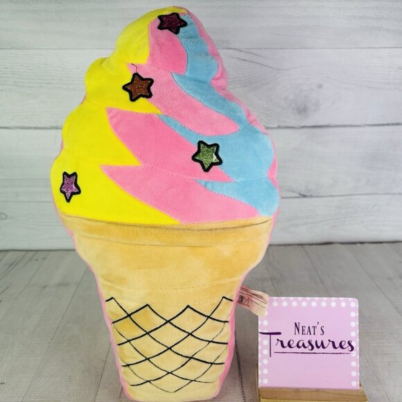 The Mines Press Scoops Bubble Gum Scented Sparkly Star 16" Ice Cream Cone Plush - Picture 1 of 13